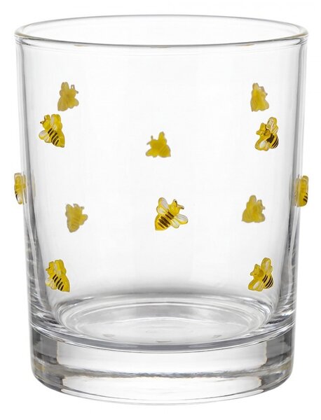 Pohár na vodu s motívom včeličiek - Ø 8*10 cm / 320 ml - Clayre & Eef