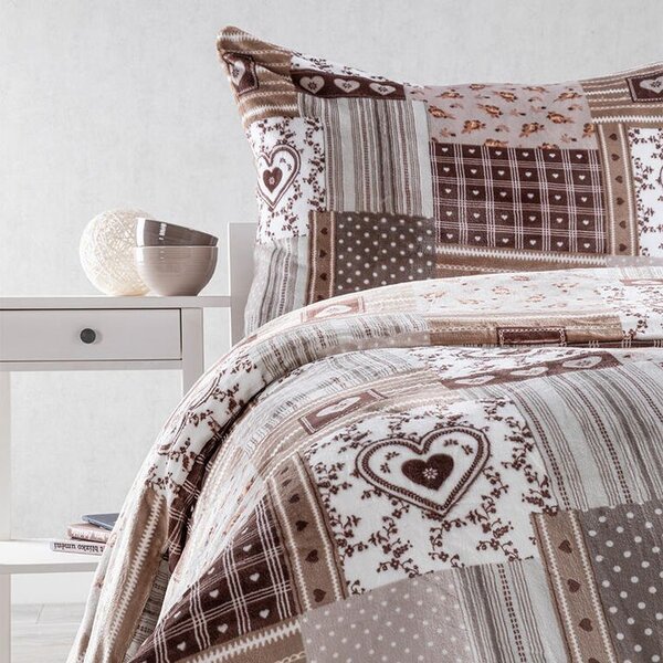 Posteľné obliečky z mikroplyšu PATCHWORK béžová