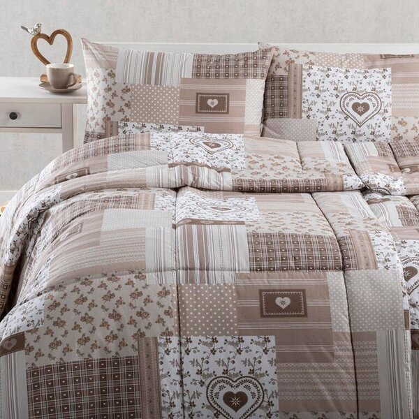 Letná sada periny a vankúša PATCHWORK, béžová