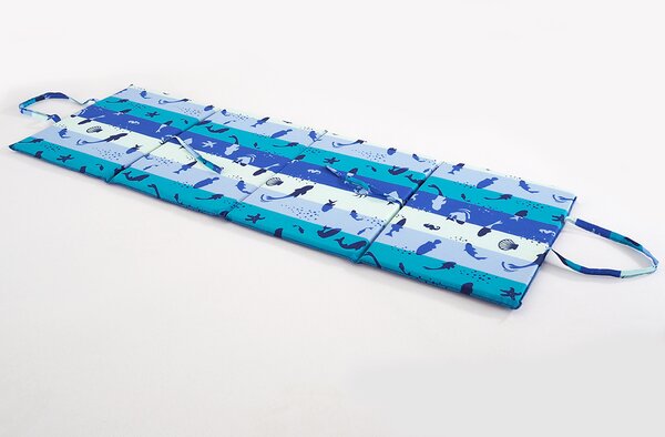 Plážové ležadlo PRUH A RYBKA 137x49 cm, tyrkysové