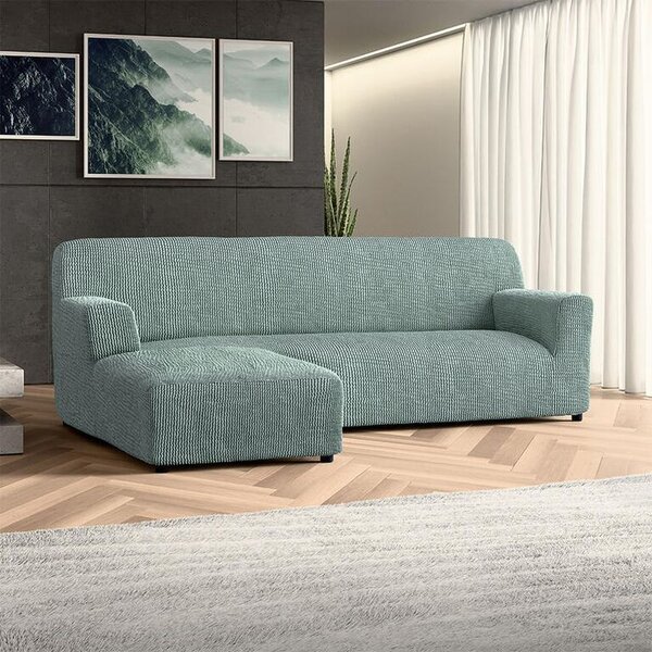 Bielastické poťahy COSTINA mätová sedačka s otomanom vľavo (š. 170 - 300 cm)