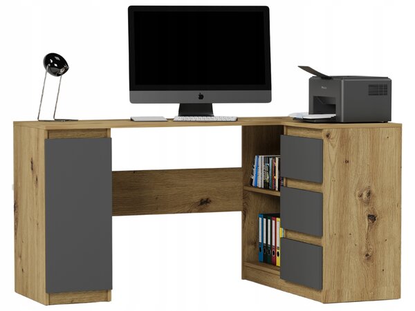 NovýNábytok.sk Rohový PC stolík Nyper (artisan + antracit). Akcia -15%. Vlastná spoľahlivá doprava až k Vám domov. 1151302