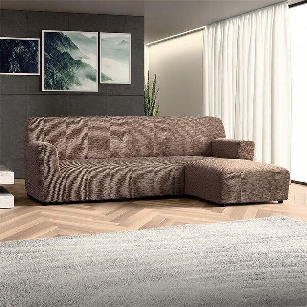 Bielastické poťahy COSTINA oriešková sedačka s otomanom vpravo (š. 170 - 300 cm)