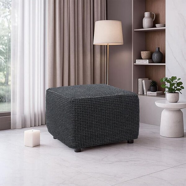 Super strečové poťahy RUBINIA antracitová taburetka (40 - 60 cm)