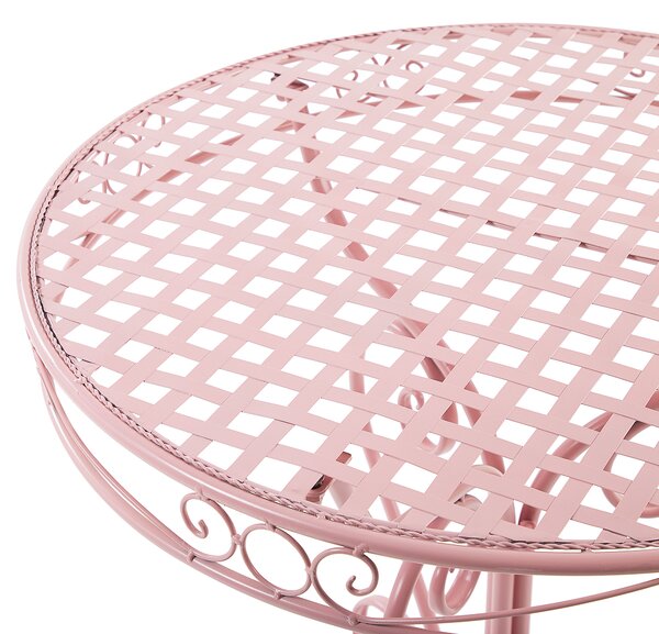 Záhradný stôl ružový kovový zo železa okrúhly ø 70 cm moderný nábytok na balkón a terasu