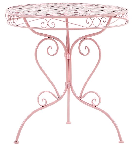 Záhradný stôl ružový kovový guľatý balkón terasa záhradný romantický