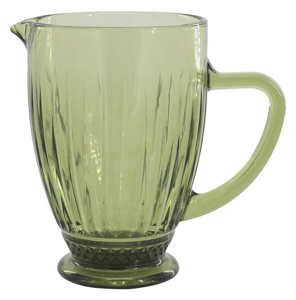 Zelený sklenený džbán s vrúbkami Saint-Émilion - 12*20 cm / 1000 ml - Chic Antique