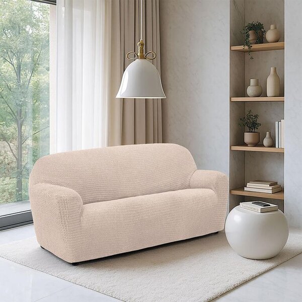 Super strečové poťahy RUBINIA smotanová dvojkreslo (š. 140 - 180 cm)
