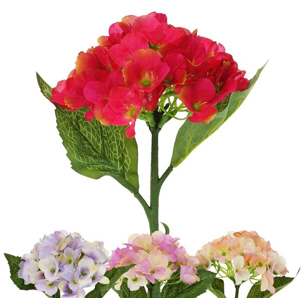 Hortenzia umelý kvet /červ,ruž,fial/ 32cm