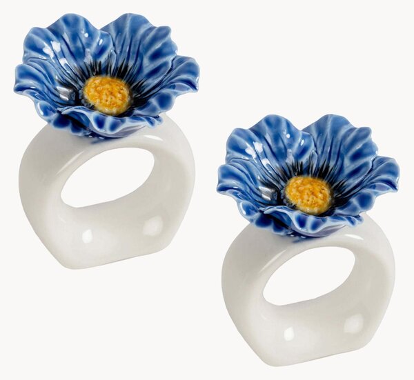 Ručne maľované porcelánové krúžky na obrúsky Poppy, 2 ks
