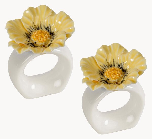 Ručne maľované porcelánové krúžky na obrúsky Poppy, 2 ks