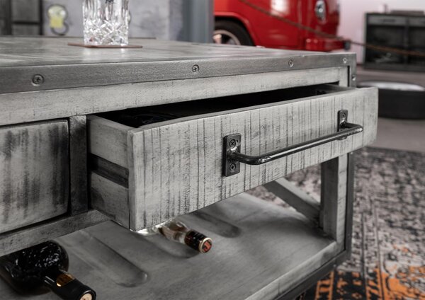 STEEL Konferenčný stolík 112x61x55 cm. sivá lakovaná. mango