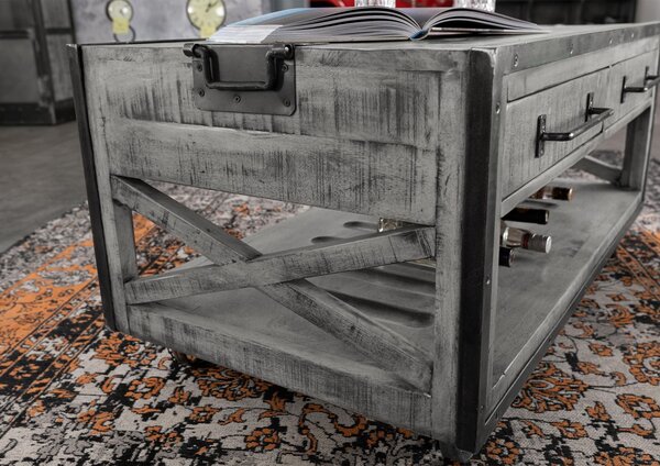 STEEL Konferenčný stolík 112x61x55 cm. sivá lakovaná. mango