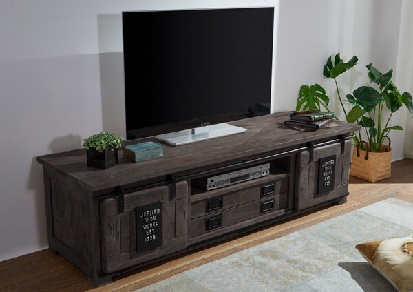 IRON TV stolík 180x55x50 cm. sivá lakovaná. mango