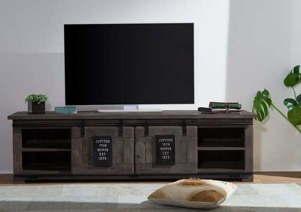 IRON TV stolík 180x55x50 cm. sivá lakovaná. mango