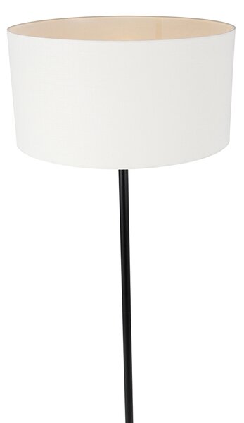 Stojaca lampa čierna s tienidlom bielym 50 cm - Simplo
