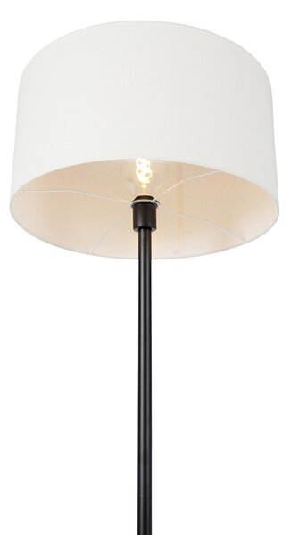 Stojaca lampa čierna s tienidlom bielym 50 cm - Simplo