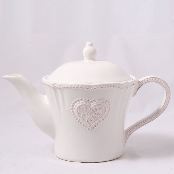 Keramický čajník biely - srdiečko 800ml 25,4×14,4×17,1cm