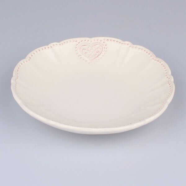 Keramický tanier - polievkový biely srdce 20,6×4,1×20,6cm 0,5i