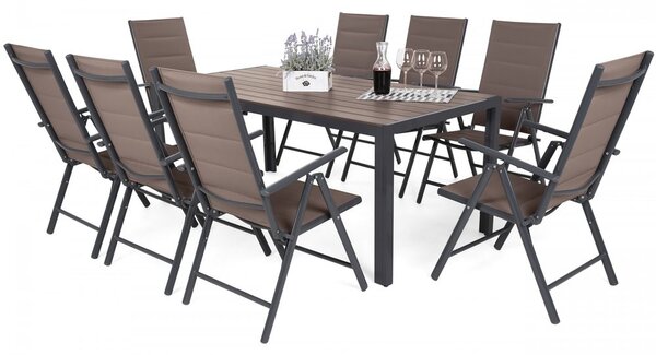 Home Garden Záhradný nábytok Ibiza s 8 stoličkami a stolom 185 cm, sivá/taupe