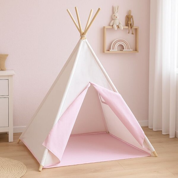 Detský stan teepee, ružovo/béžový, bez príslušenstva