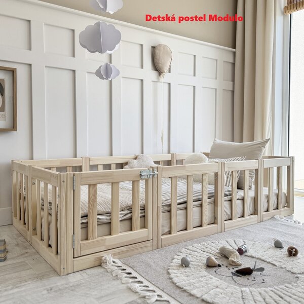 Raj posteli Detská posteľ MODULO 180x90 cm z masívneho borovicového dreva s bezpečnostnou zábranou 180x90 cm