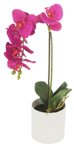 Orchidea v betónovom kvetináči cyklaménová umelá kvetina 48x11x11cm