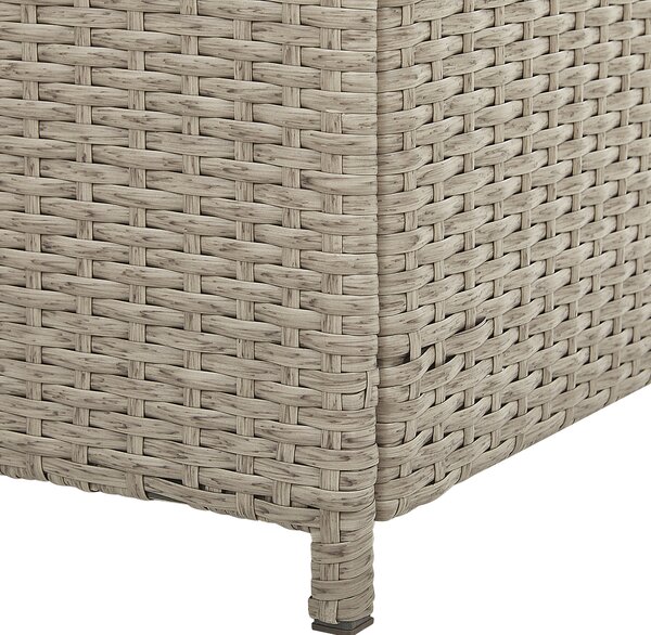 Vonkajší úložný box béžový umelý ratan 126 x 46 cm záhradný box na vankúše moderný štýl terasa záhrada