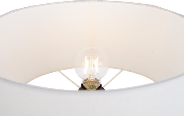 Stojacia lampa béžová s oválnym bielym ľanovým tienidlom 35 cm - Thijmen