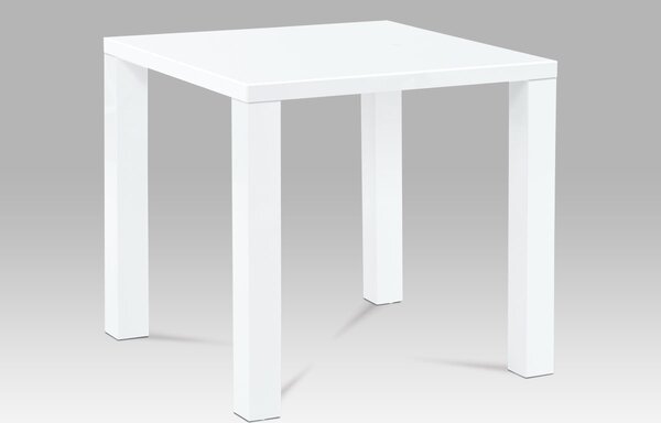 Jedálenský stôl 80x80x76cm, vysoký lesk biely
