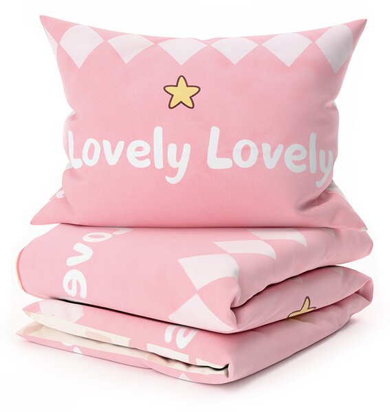 Bavlnené obliečky do postieľky AUTÁ LOVELY ružové