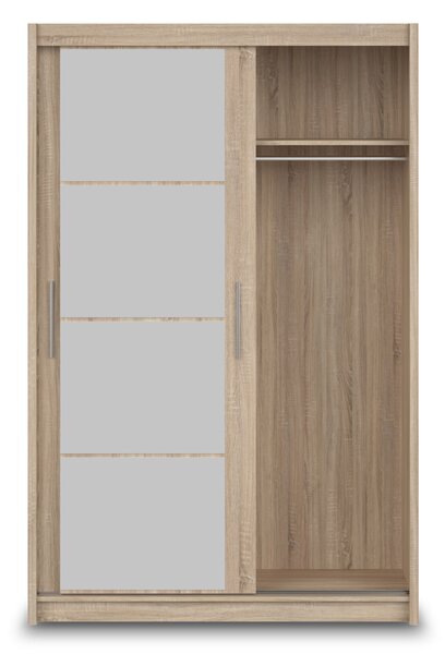 Šatníková skriňa so zrkadlom Marios 140x215x61 - dub sonoma