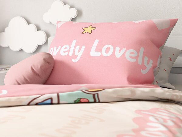 Bavlnené obliečky do postieľky AUTÁ LOVELY ružové