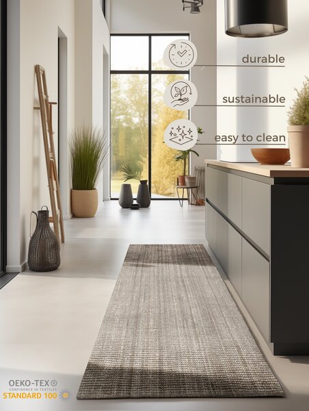 Hanse Home , Behúň Bouclé Jute 105975 Grey Brown, 80x200, hnedá, chodba / predsieň