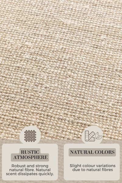 Hanse Home , Kusový koberec Bouclé Jute 105973 Ivory White, 60x90, béžová, chodba / predsieň