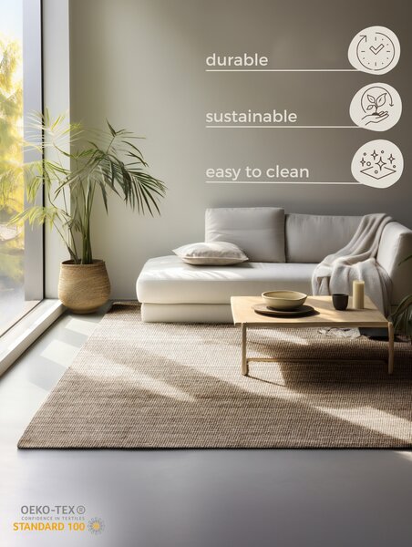 Hanse Home, Kusový koberec Bouclé Jute 105975 Grey Brown, 80x150, hnedá, chodba / predsieň