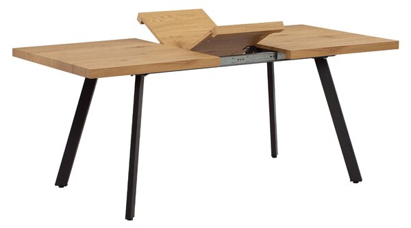 Jedálenský stôl 140+40x85x76 cm, mdf doska, 3d dekor dub, kovové nohy, antracitový matný lak