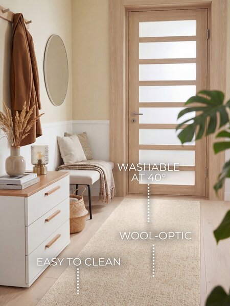 ELLE Decoration, Behúň Wolly Ultra 106228 Cream z kolekcie Elle, 80x240, biela, obývacia izba