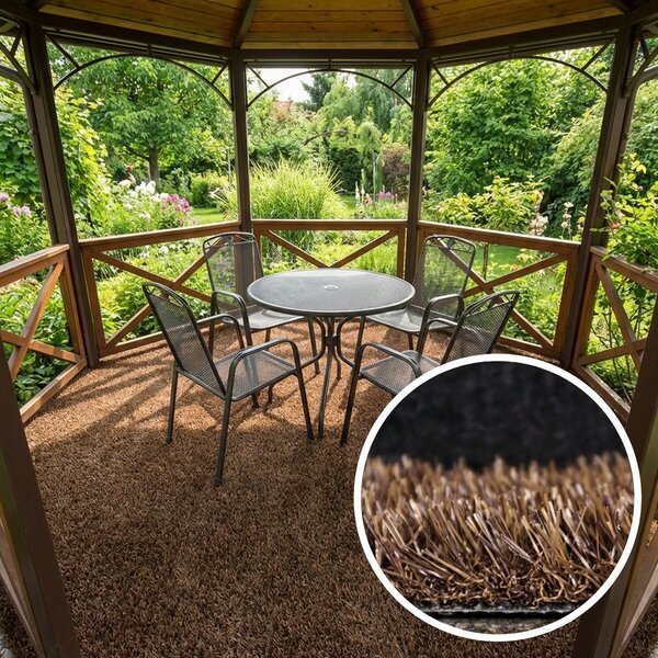 Europe Grass , Umelá tráva PartyGrass Brown, vyrezať kruh, šíře 4m, hnedá