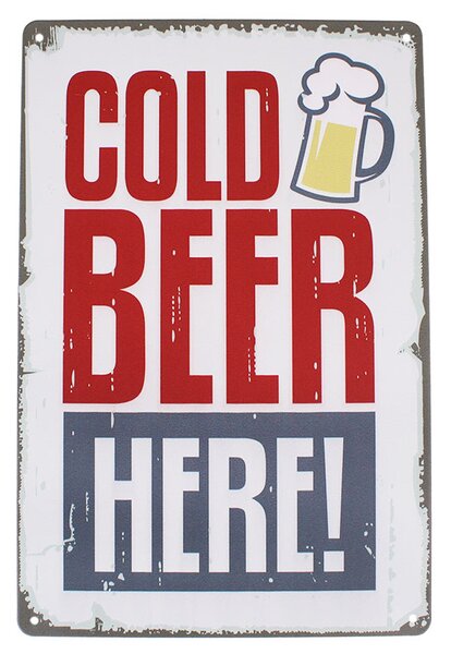 Tabuľa plechová Retro Cold Beer 20x30cm (Retro dekorácia plechová ceduľa)