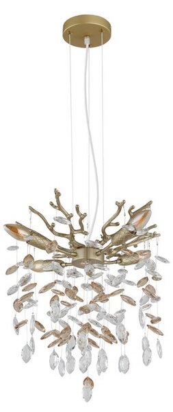 Luster 4x E14 zlatá, jantárová IP20 GLOBO lighting QUEENA 64138HG