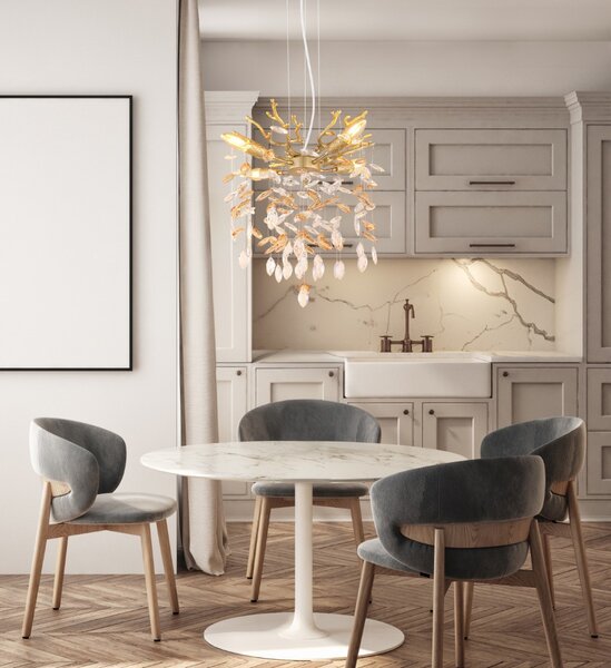 Luster 4x E14 zlatá, jantárová IP20 GLOBO lighting QUEENA 64138HG
