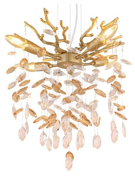 Luster 4x E14 zlatá, jantárová IP20 GLOBO lighting QUEENA 64138HG