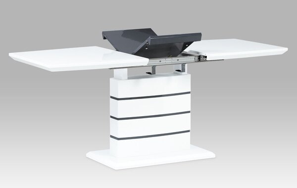 Jedálenský stôl rozkl. 140+40x80, mdf vysoký lesk biela/sivá