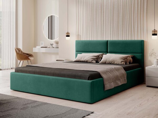 Čalúnená manželská posteľ s úložným priestorom Conti Slim 140x200 - zelená