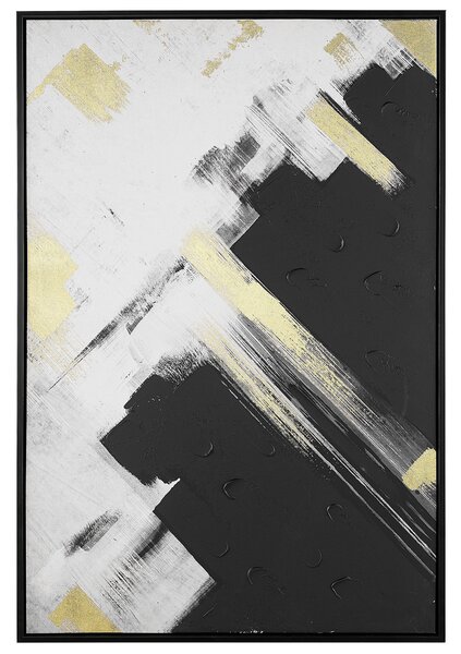 Zarámovaný obraz na plátne čiernobiely 93 x 63 cm abstraktný polyester a MDF moderný štýl