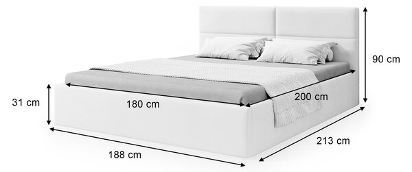 Čalúnená manželská posteľ s úložným priestorom Conti Slim 180x200 - béžová