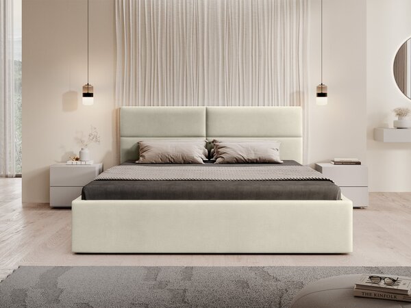 Čalúnená manželská posteľ s úložným priestorom Conti Slim 180x200 - béžová