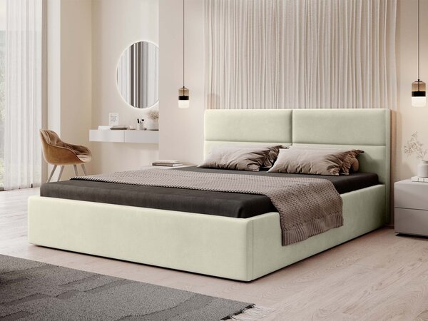 Čalúnená manželská posteľ s úložným priestorom Conti Slim 180x200 - béžová