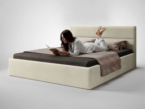 Čalúnená manželská posteľ s úložným priestorom Conti Slim 180x200 - béžová
